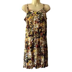 Canyon River Blues Size L Floral Print Rayon Dress Sundress